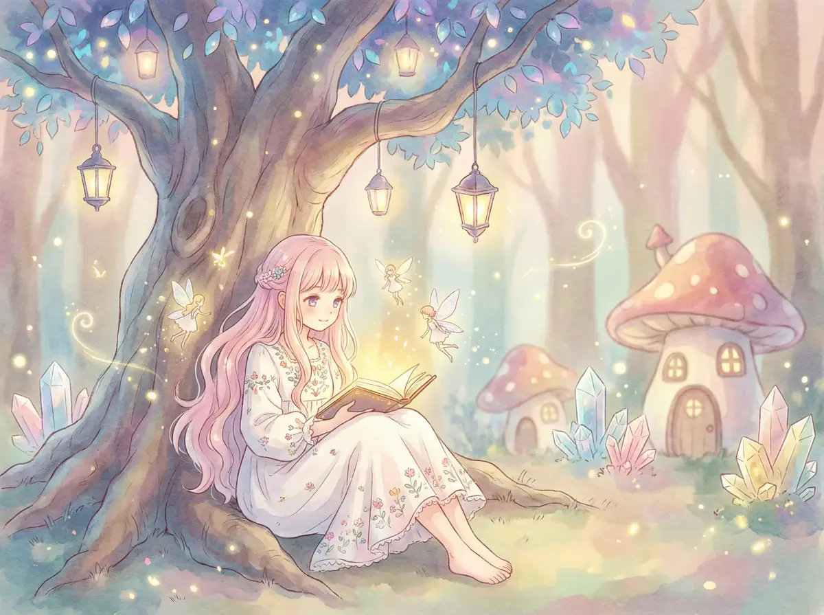 苍兰诀在线观看完整版 - 魔法森林中阅读故事书的粉发少女与精灵